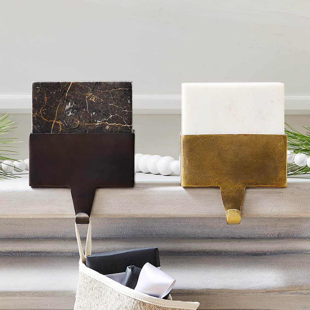 Modern White Marble Christmas Stocking Holder + Reviews | CB2 | CB2