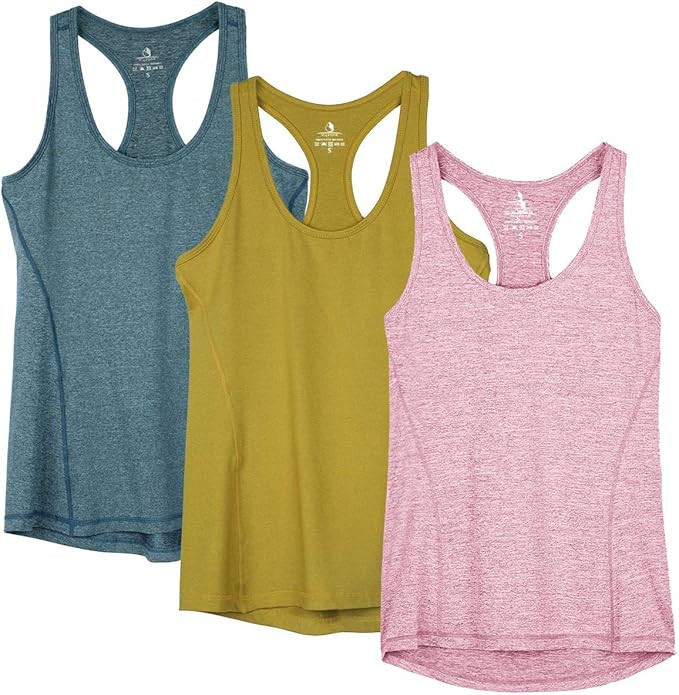 icyzone Womens' Racerback Workout Athletic Running Tank Tops (Pack of 3) | Amazon (US)