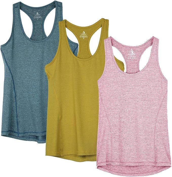 icyzone Womens' Racerback Workout Athletic Running Tank Tops (Pack of 3) | Amazon (US)