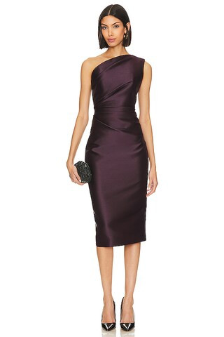 SOLACE London Orla Midi Dress in Plum from Revolve.com | Revolve Clothing (Global)