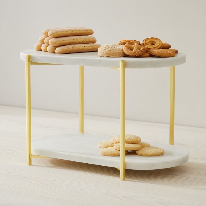 Madison Marble & Brass 2-Tier Stand | West Elm (US)