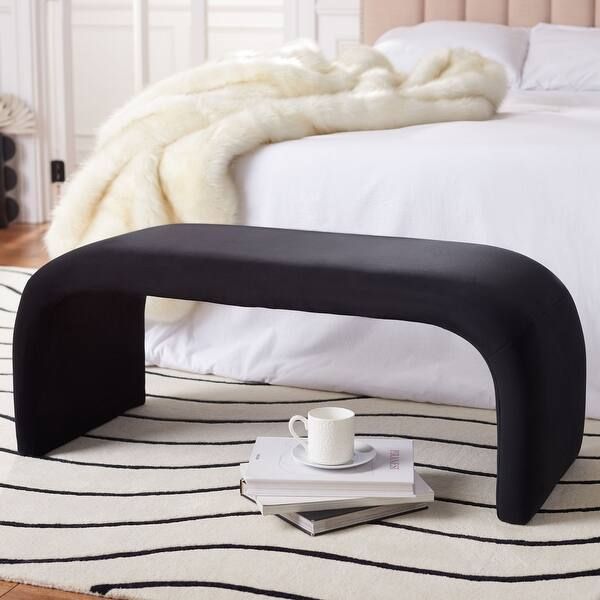 SAFAVIEH Tenko Modern Minimalist Glam Bench - 44.7" W x 18.3" L x 18.5" H - Black | Bed Bath & Beyond