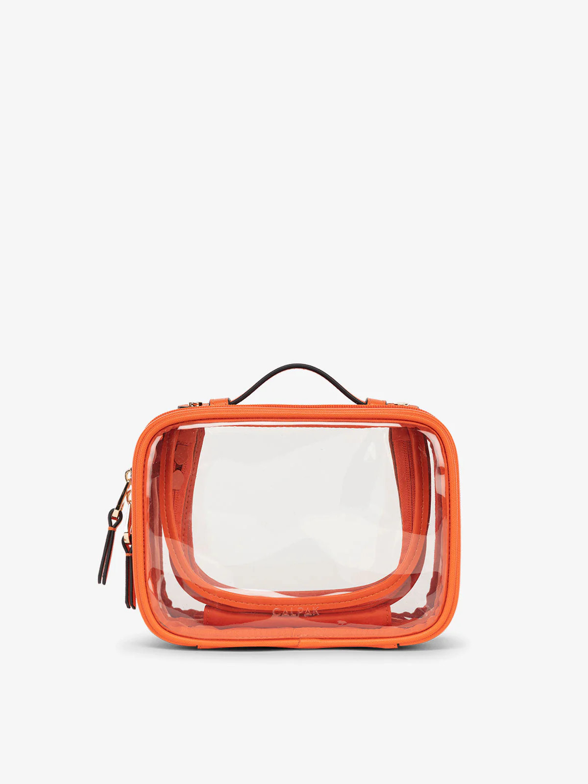 CALPAK Small Clear Cosmetics Case in Orange | CALPAK