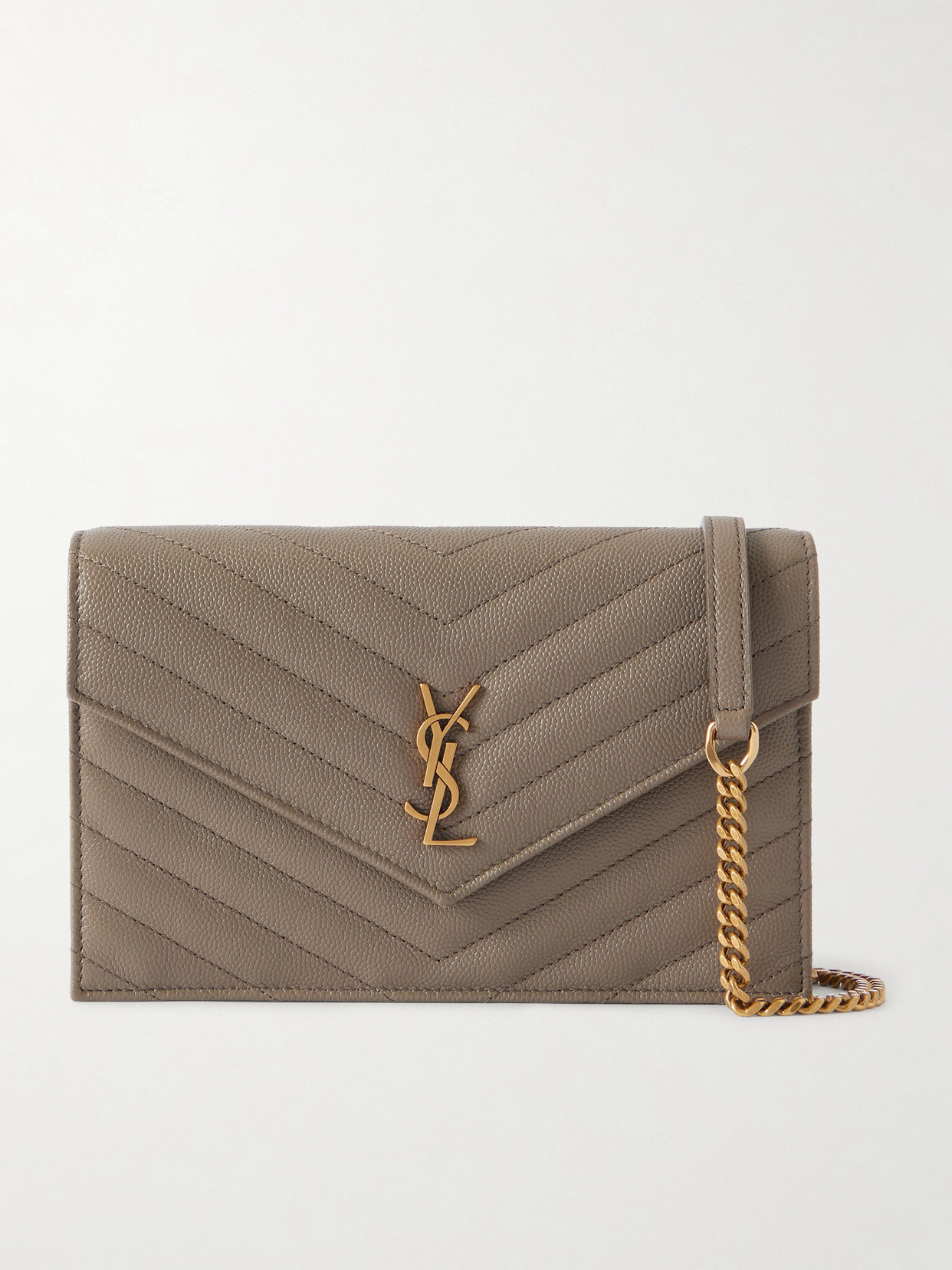 SAINT LAURENT - Cassandre Matelassé Textured-leather Shoulder Bag - Brown | NET-A-PORTER (US)
