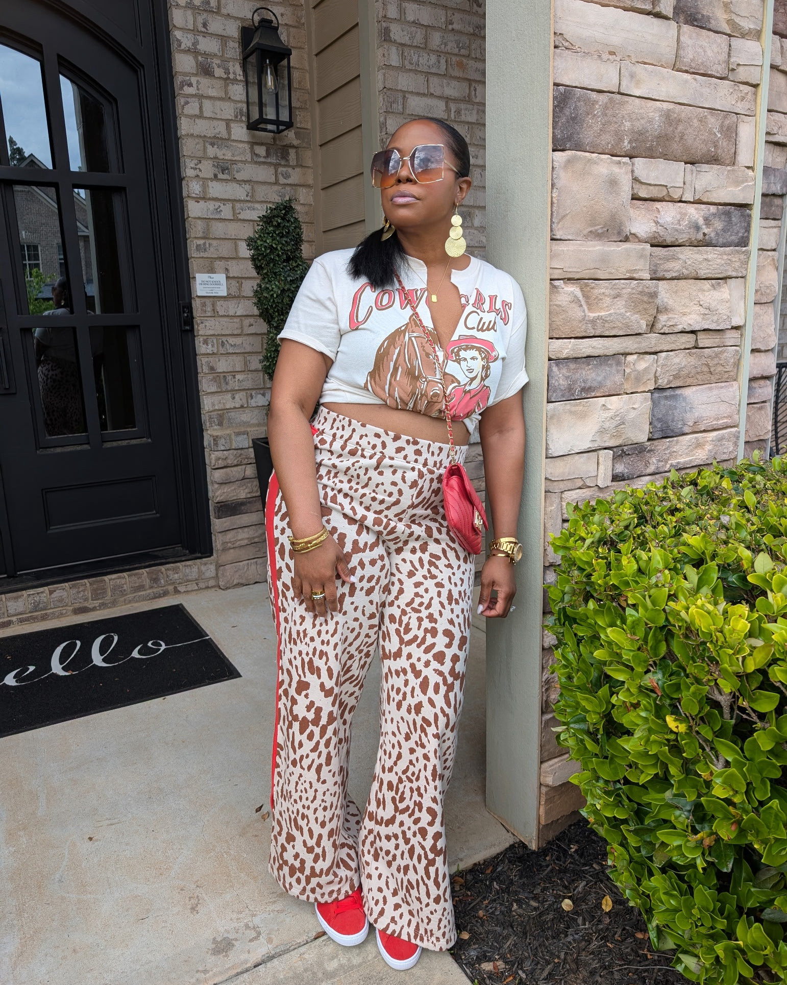 Funky and fun today—graphic tee, animal-print sweats, red kicks, red crossbody. Tap into your animal instincts! These sweats from Target are sold out, but I’ve linked a few alternatives so you can recreate the vibe.

Tee M | Pants L | Puma suede kicks | Gold accessories

Soft life, styled right. ✨

#fashioninfluencer #atlfashioninfluencer #fashioninspo #luxelife #imtashamack #animalprint #targetstyle #streetstyle

#LTKShoeCrush #LTKMidsize #LTKFindsUnder50