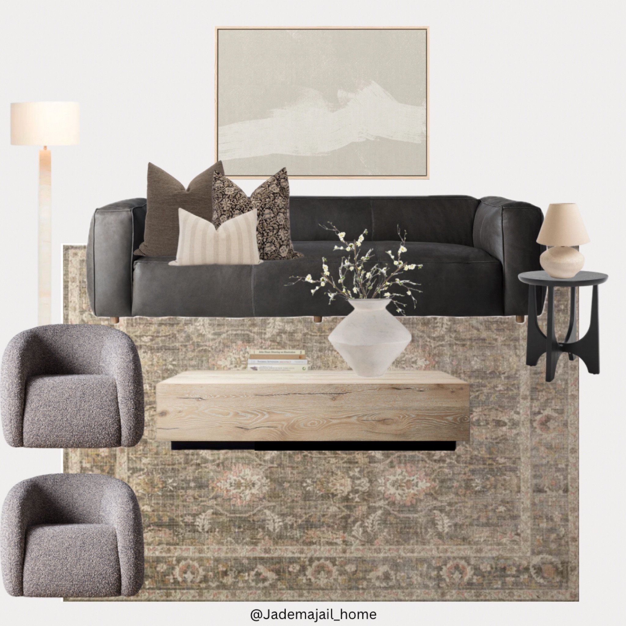 Minimal earthy living room inspiration
Modern accent chair, tv stand, traditional rug, coffee table, side table, white couch, curtains, wall art, media center, media console, ottoman,
vintage wall art, gold sconce, mood board, modern moody home, transitional style

#LTKMostLoved #LTKhome #LTKfamily
