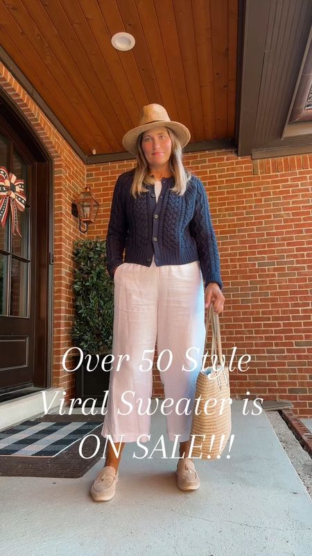 This sweater is our fav of the season. All cotton! So soft!  It went viral in the white and it is now available and on SALE in Navy! 

#LTKMidsize #LTKOver40 #LTKSaleAlert