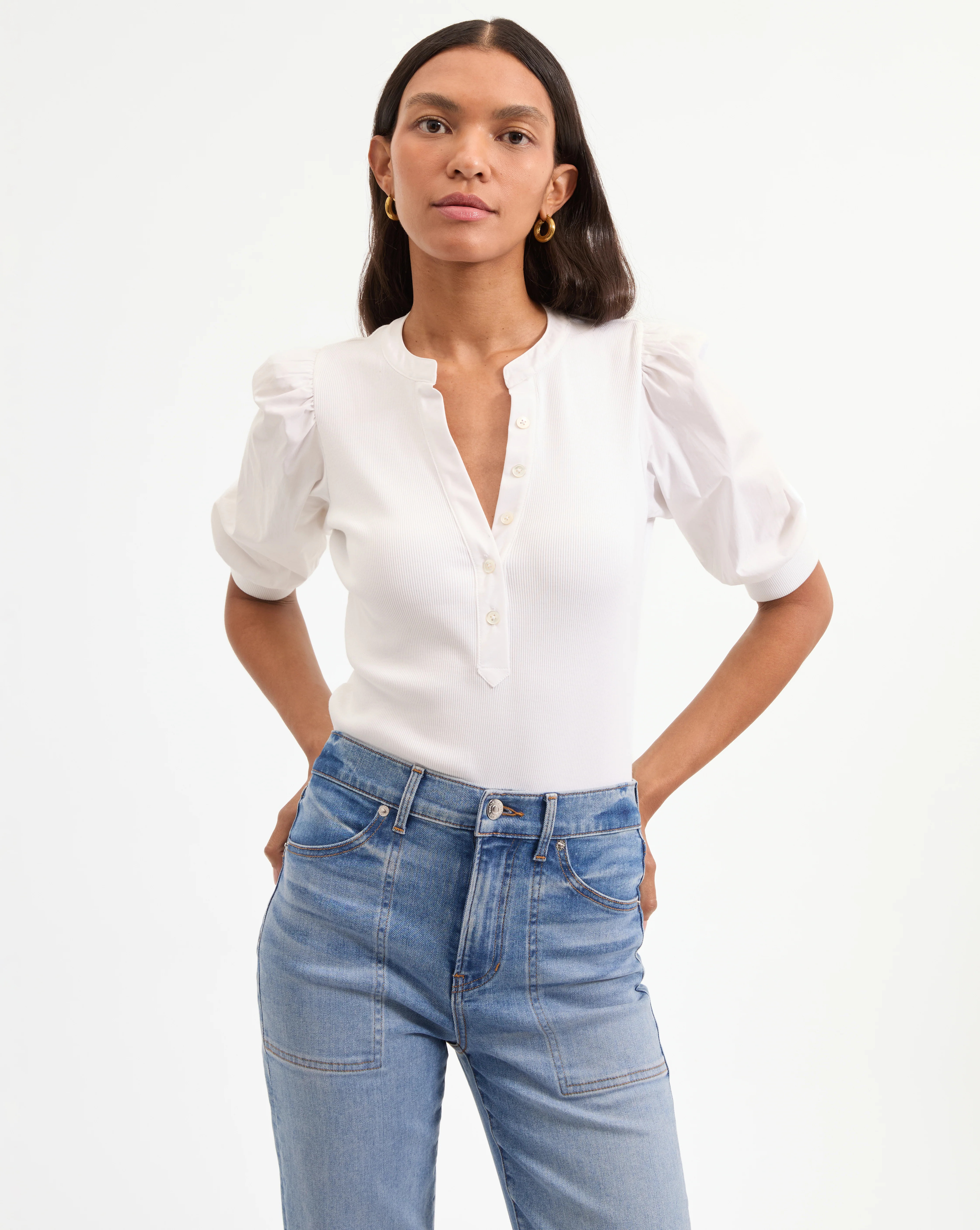 Coralee Puff-Sleeve Tee | Veronica Beard