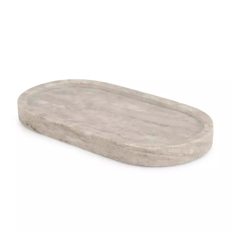 New! Beige Marble Decorative Tray | Kirklands