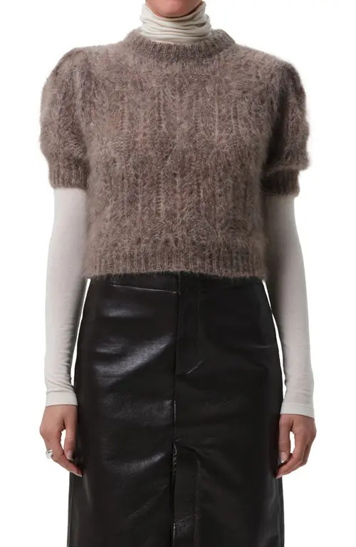 Citizens of Humanity Odette Fuzzy Puff Sleeve Sweater in Mushroom Light Brown at Nordstrom, Size Medium | Nordstrom