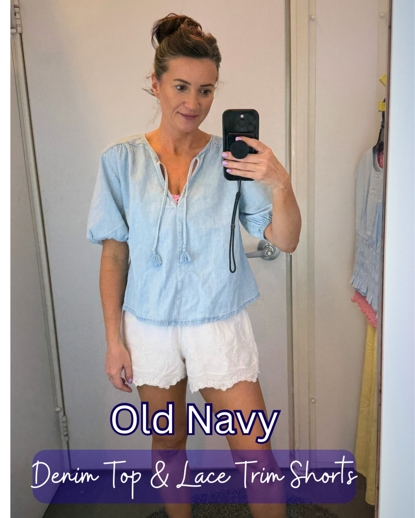 This denim top is unbelievably lightweight and soft — the perfect easy summer piece! Paired with these lace trim white shorts for a more elevated take on everyday shorts. Both are from Old Navy, and the entire site is currently 50% off online, making this look such a steal! 


#LTKmomlife #LTKSaleAlert #LTKootd