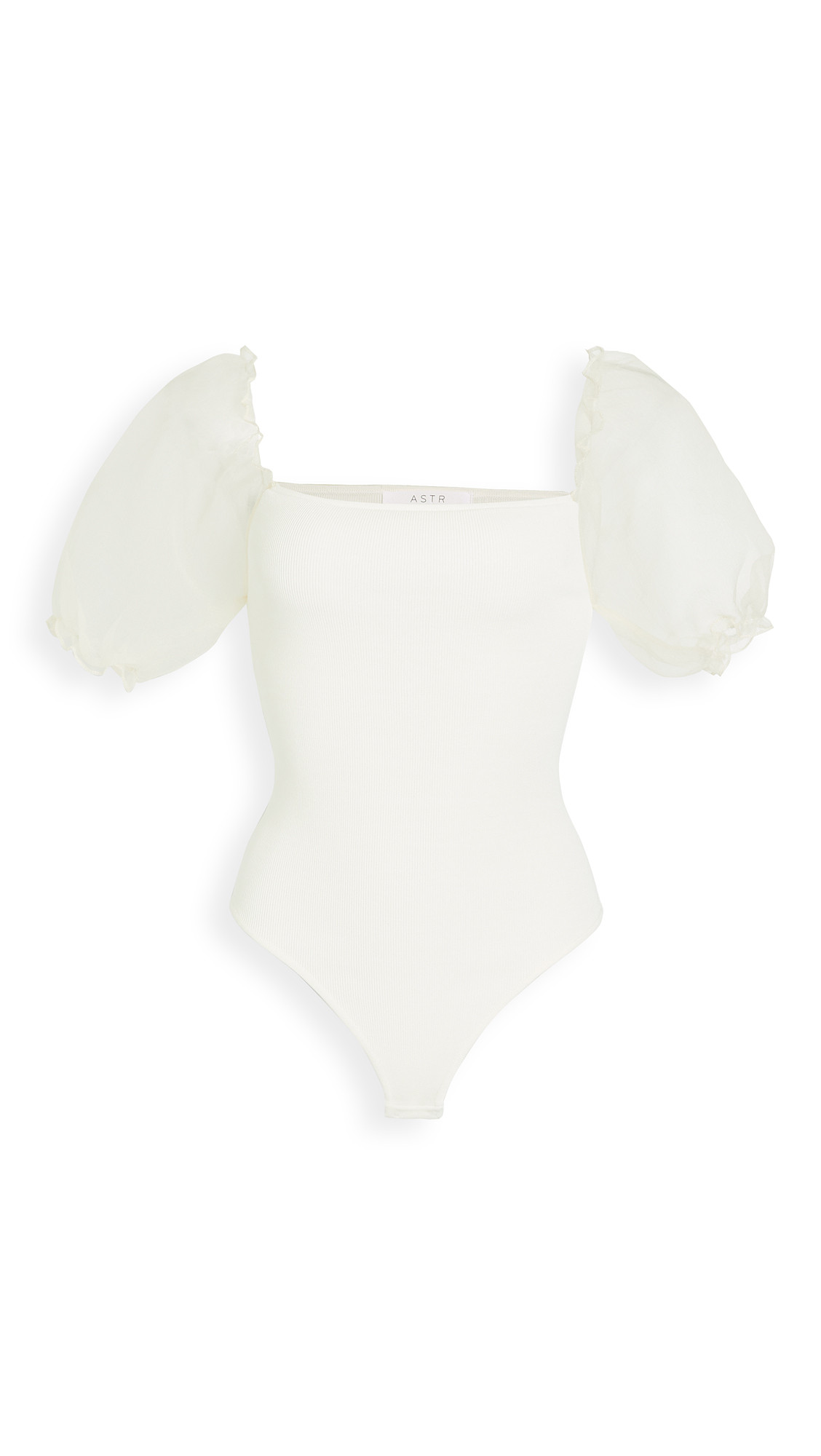 ASTR the Label Darling Sheer Puff Sleeve Thong Bodysuit | Shopbop