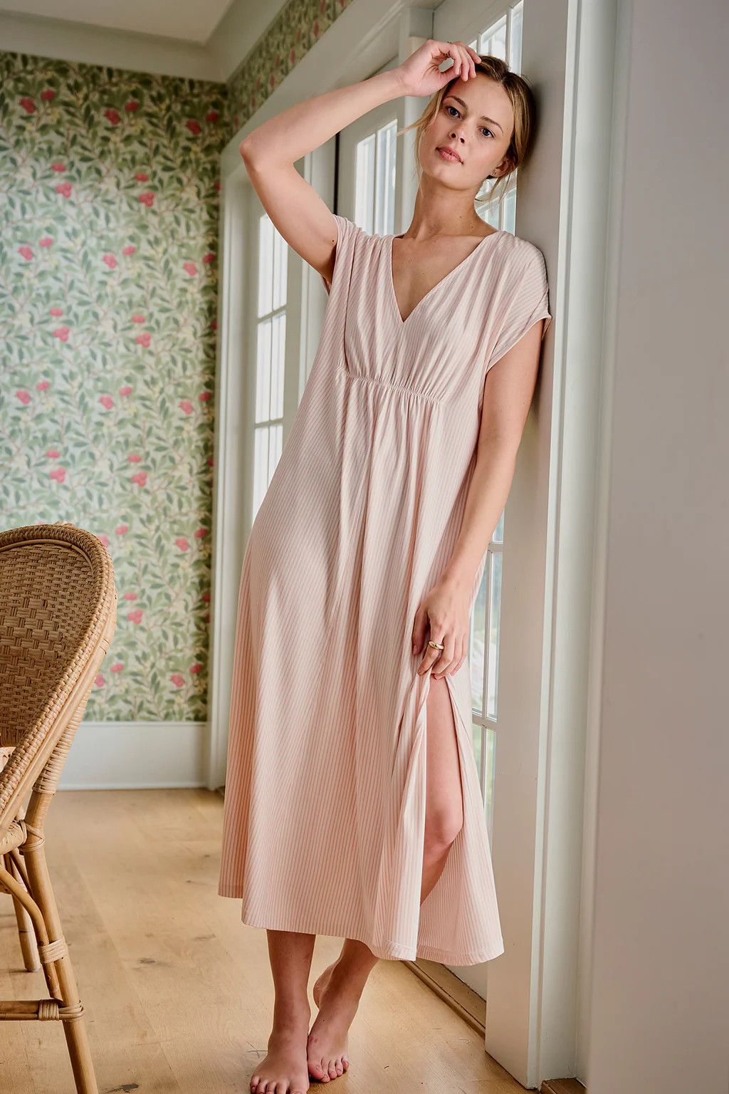 DreamKnit Caftan in English Rose Stripe | Lake Pajamas