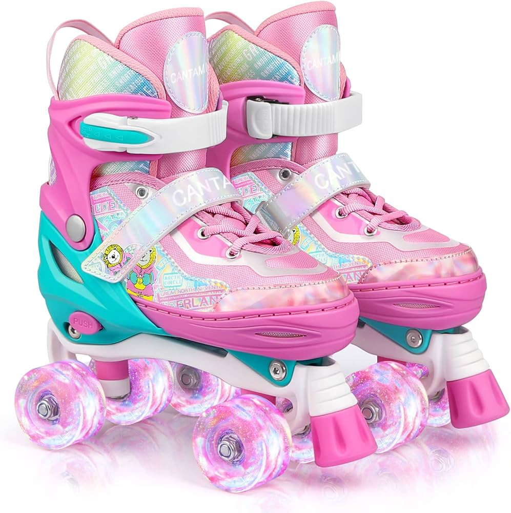 Roller Skates for Kids Girls Boys 4 Size Adjustable Kids Roller Skates with Wheels Light up for C... | Amazon (US)