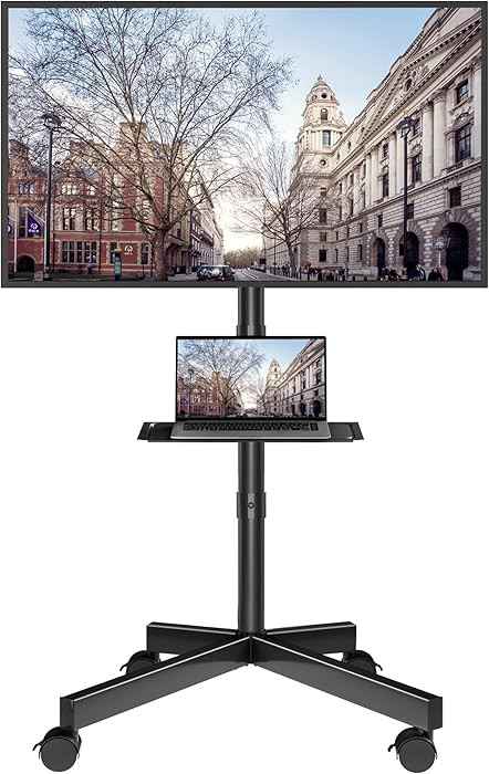 BONTEC Mobile TV Stand with Tilt, Rolling TV Stand on Wheels for 23–60 Inch LED LCD TVs, Portab... | Amazon (US)