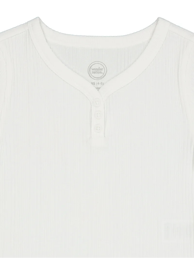 Wonder Nation Girls Short Sleeve Henley Knit Top, Sizes 4-18 & Plus | Walmart (US)
