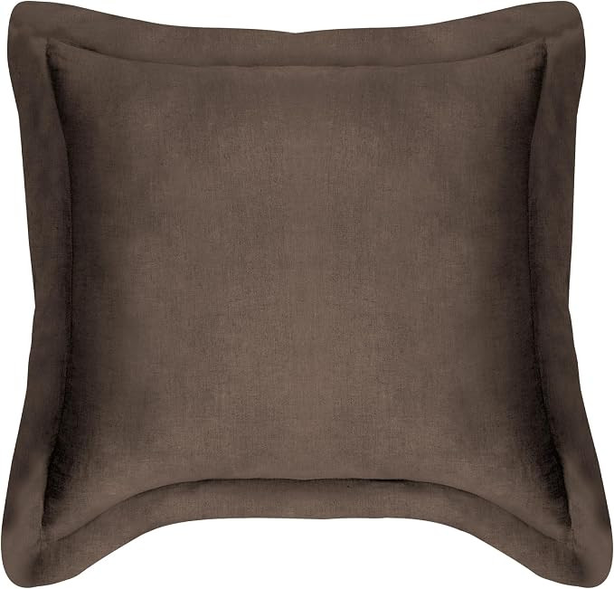 Levtex Home - 100% French Flax Linen - Euro Sham - French Flax Washed Linen - Cocoa - Sham Size (... | Amazon (US)
