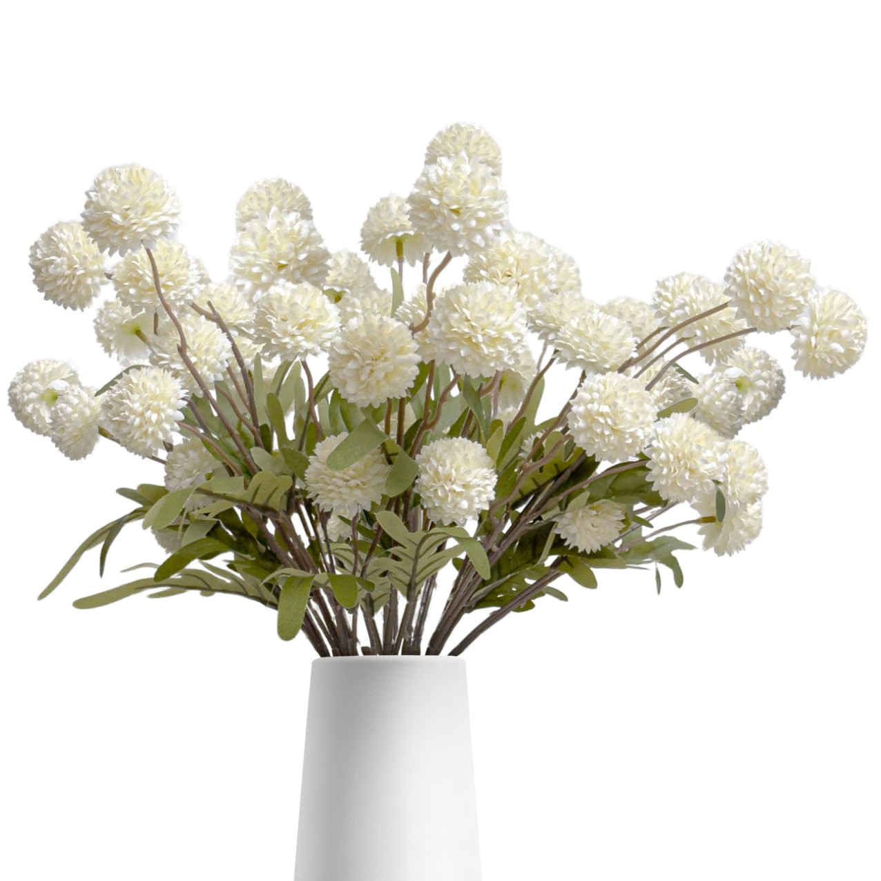 10 Pcs Faux Silk Pompon Mum Artificial Flowers, Bulk Fake Mini Chrysanthemums with Stems for DIY ... | Amazon (US)