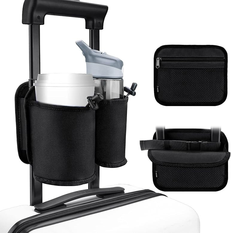 WALNEW Luggage Travel Cup Holders Fits Roll on Suitcase Handles Attachment Drinks Carrier for Dri... | Amazon (US)