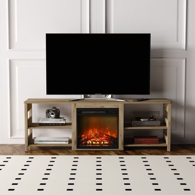HOMLUX Fireplace TV Stand for up to 75" TV with Storage Shelves, French Oak | Target