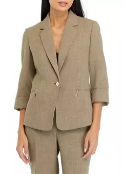 Kasper Petite Pebble Crepe One Button Blazer | Belk