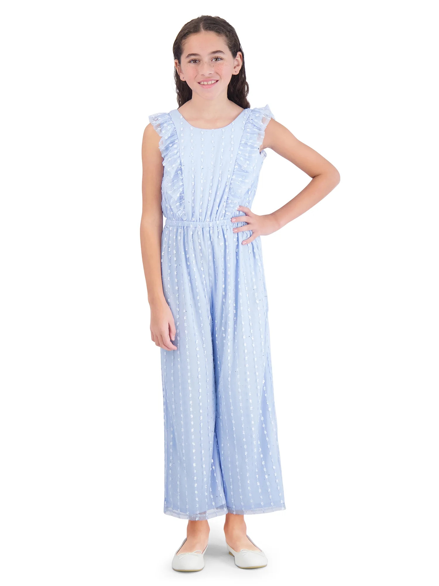 Wonder Nation Girls’ Metallic Mesh Jumpsuit, Sizes 4-18 and Plus | Walmart (US)