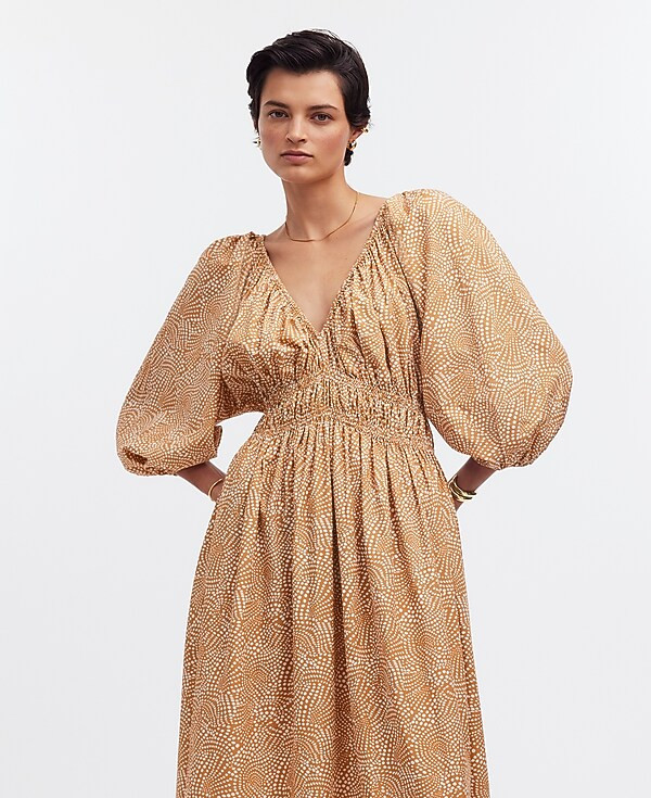 V-Neck Balloon-Sleeve Maxi Dress | Madewell