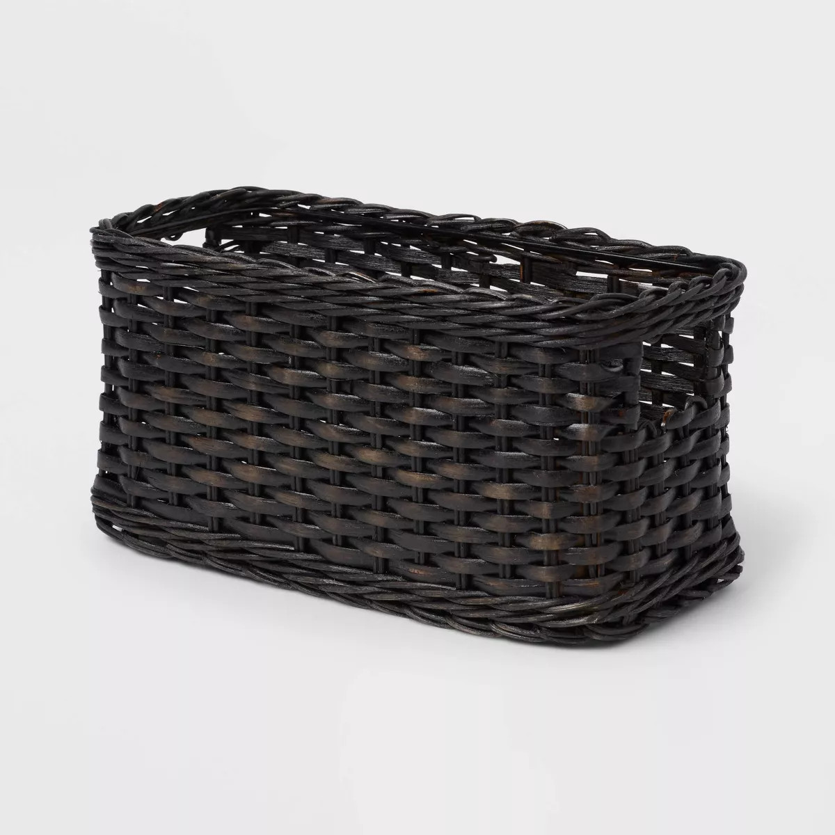 Black Washed Woven Rattan Small Bin - Brightroom™: Decorative Rectangle Basket, 12"x6"x6", Air ... | Target