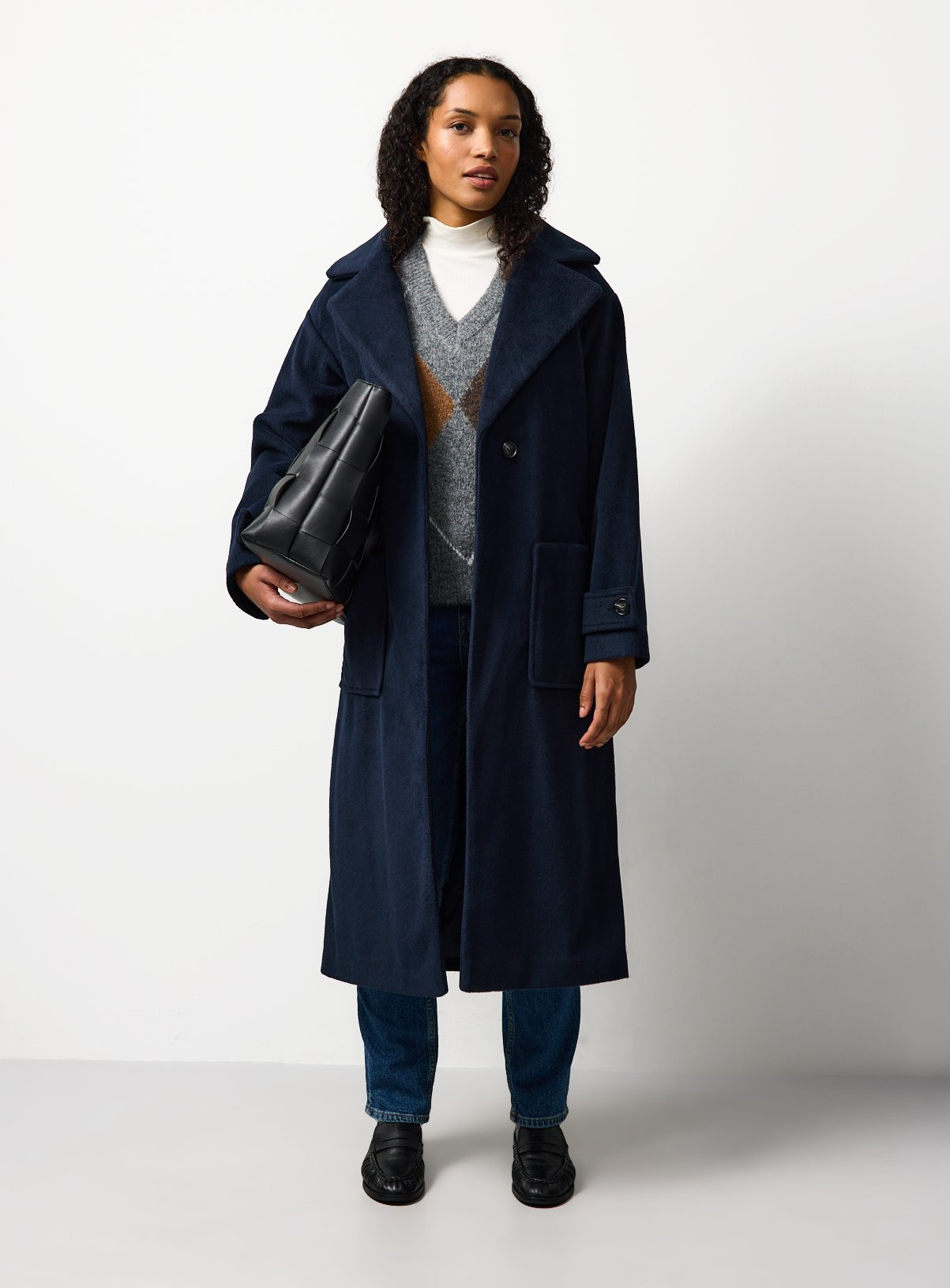 Navy Belted Wrap Coat | Tu Clothing