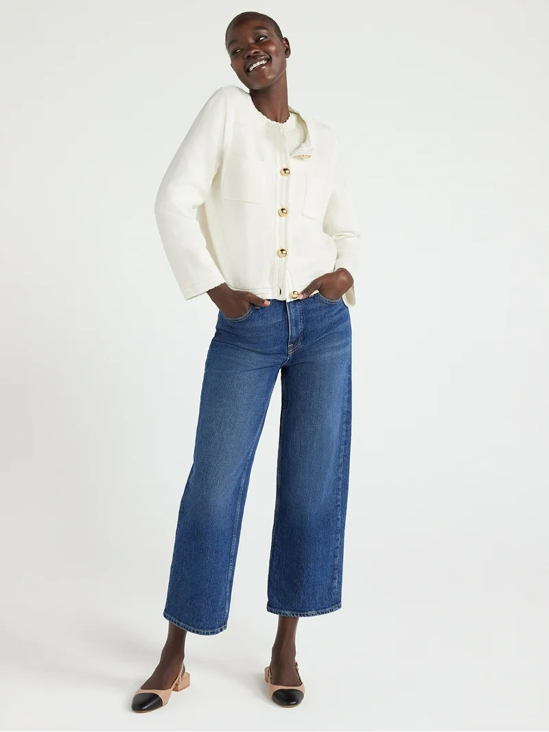 Free Assembly Women’s Long Sleeve Cardigan Sweater with Chest Pockets, Midweight, Sizes XS-XXL ... | Walmart (US)