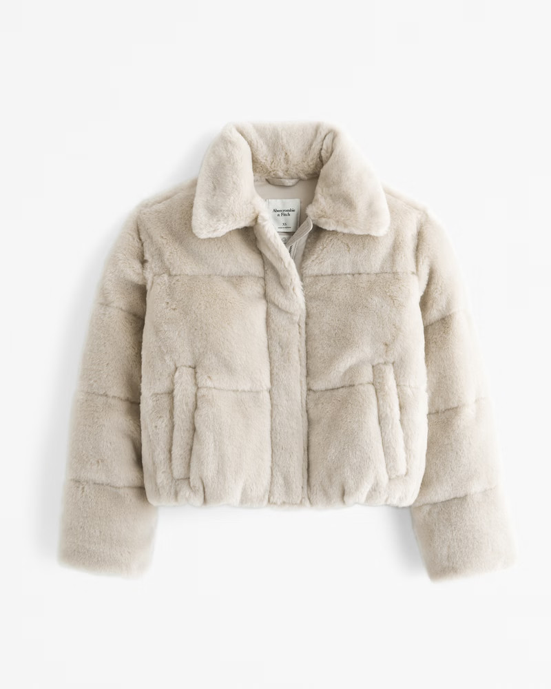 Faux Fur Short Puffer | Abercrombie & Fitch (US)