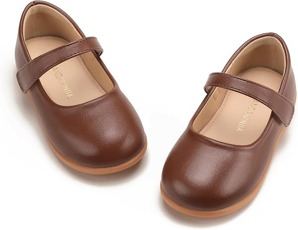 PANDANINJIA Toddler Girls Dress Shoes Mary Jane Ballet Flats | Amazon (US)