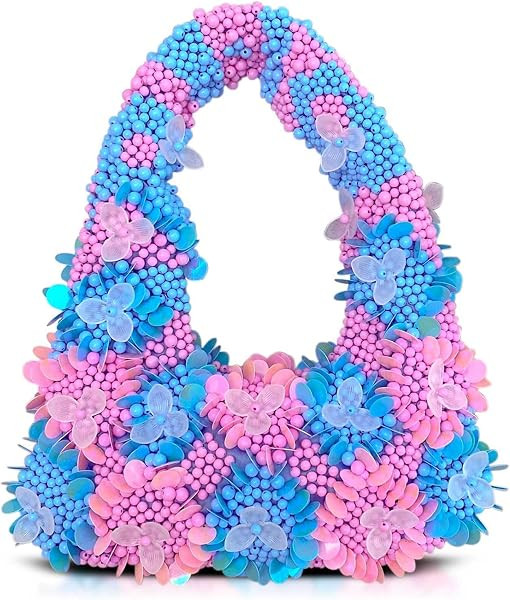 Beaded Flowers Tote Bag for Women, Clutch Purse, Evening Bags, Handbag for Party Wedding Travel(S... | Amazon (US)