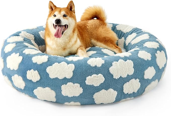 Lesure Donut Large Dog Bed - Round Cat Beds for Indoor Anti-Anxiety Calming Pet Beds, Washable Cu... | Amazon (US)