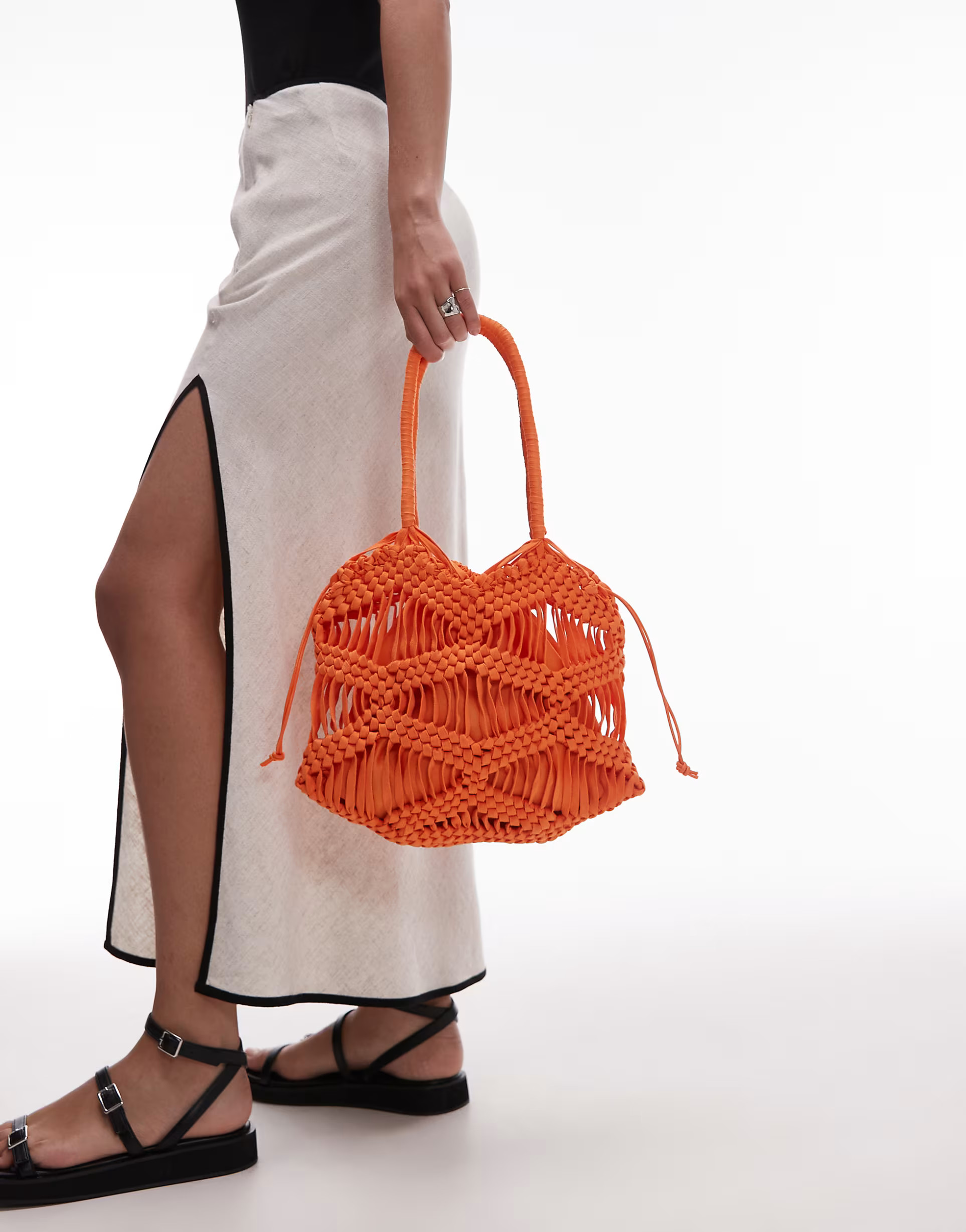 Topshop Skyla crochet shoulder bag in orange | ASOS (Global)