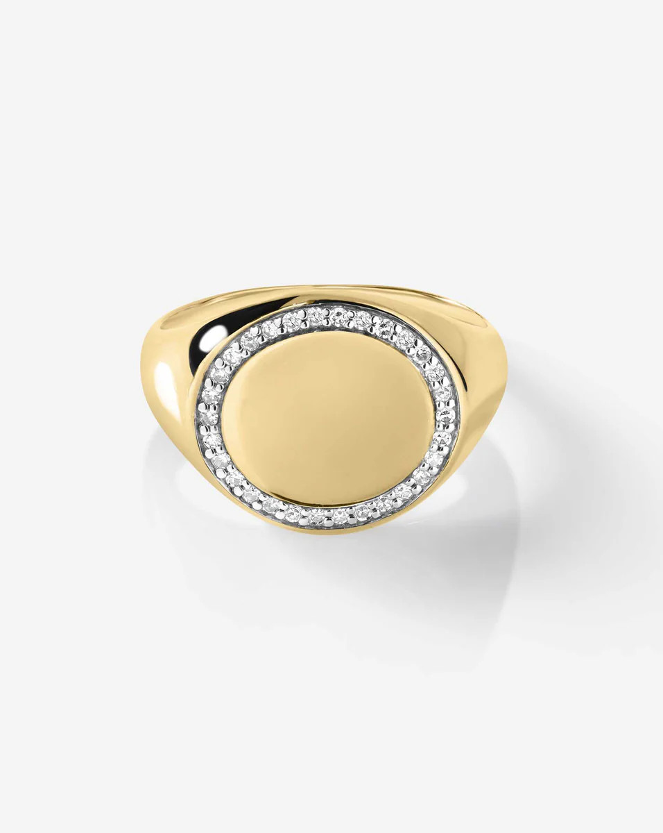 Pavé Diamond Border Signet Ring | Ring Concierge