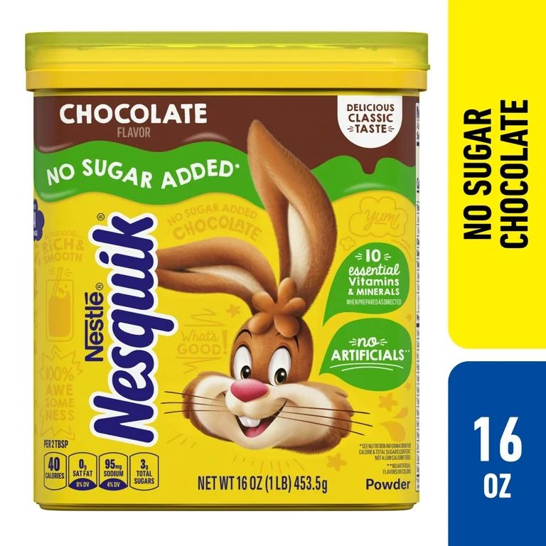 Nestle Nesquik No Sugar Added Chocolate Powder, 16 oz, Can, Makes Instant Chocolate Milk | Walmart (US)