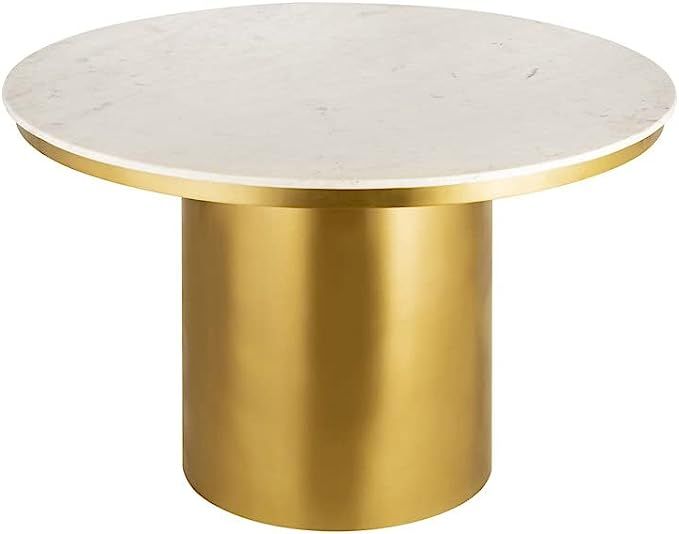 TOV Furniture Alisin Modern Round Dining Table with Stainless Steel Base, Marble/Brushed Gold | Amazon (US)