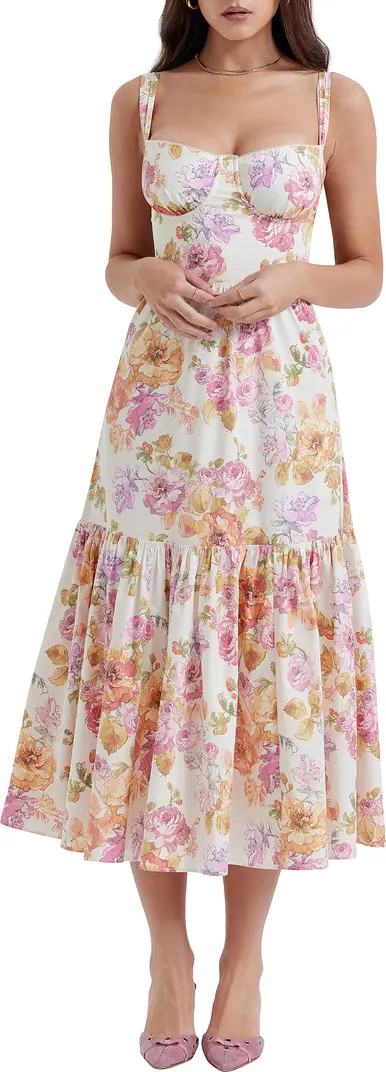 Floral Stretch Cotton Blend Corset Sundress | Nordstrom
