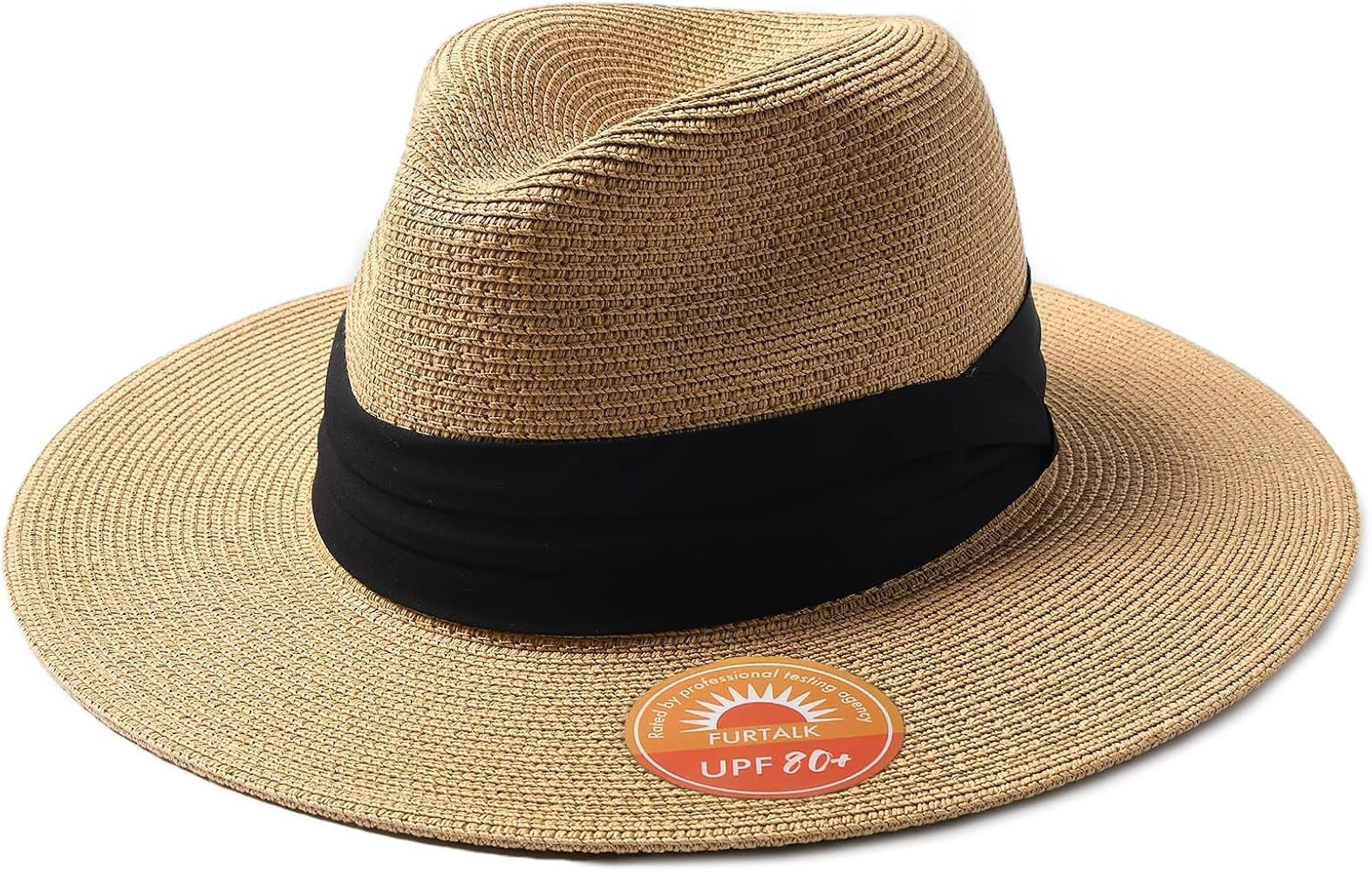 FURTALK Panama Hat Sun Hats for Women Men Wide Brim Fedora Straw Beach Hat UV UPF 50 | Amazon (US)