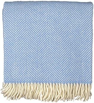 Highland Tweeds Herringbone 100% Pure New Wool Throw (Sky Blue) | Amazon (US)
