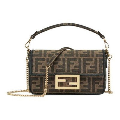 FENDI Baguette Mini Jacquard Ff Fabric Bag Brown 7.9 x 2.0 x 5.1 in | eBay US