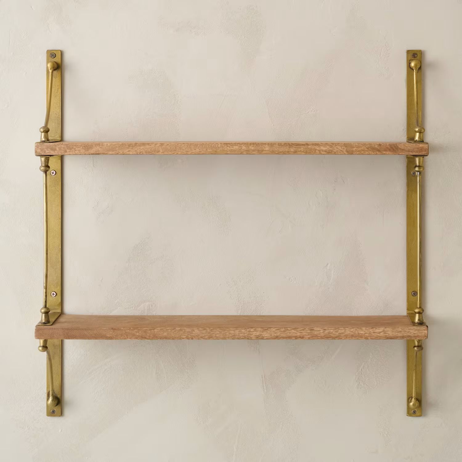 Double Parker Brass and Wood Shelf | Magnolia