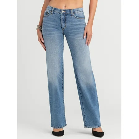 Jessica Simpson Women's Rosa Studded Relaxed Straight Leg Jeans, 31.5” Inseam, Sizes 2-16 | Walmart (US)