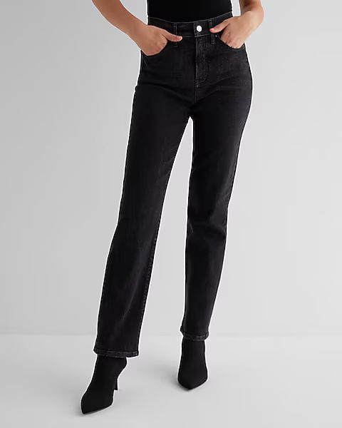 High Waisted Black Modern Straight Jeans | Express