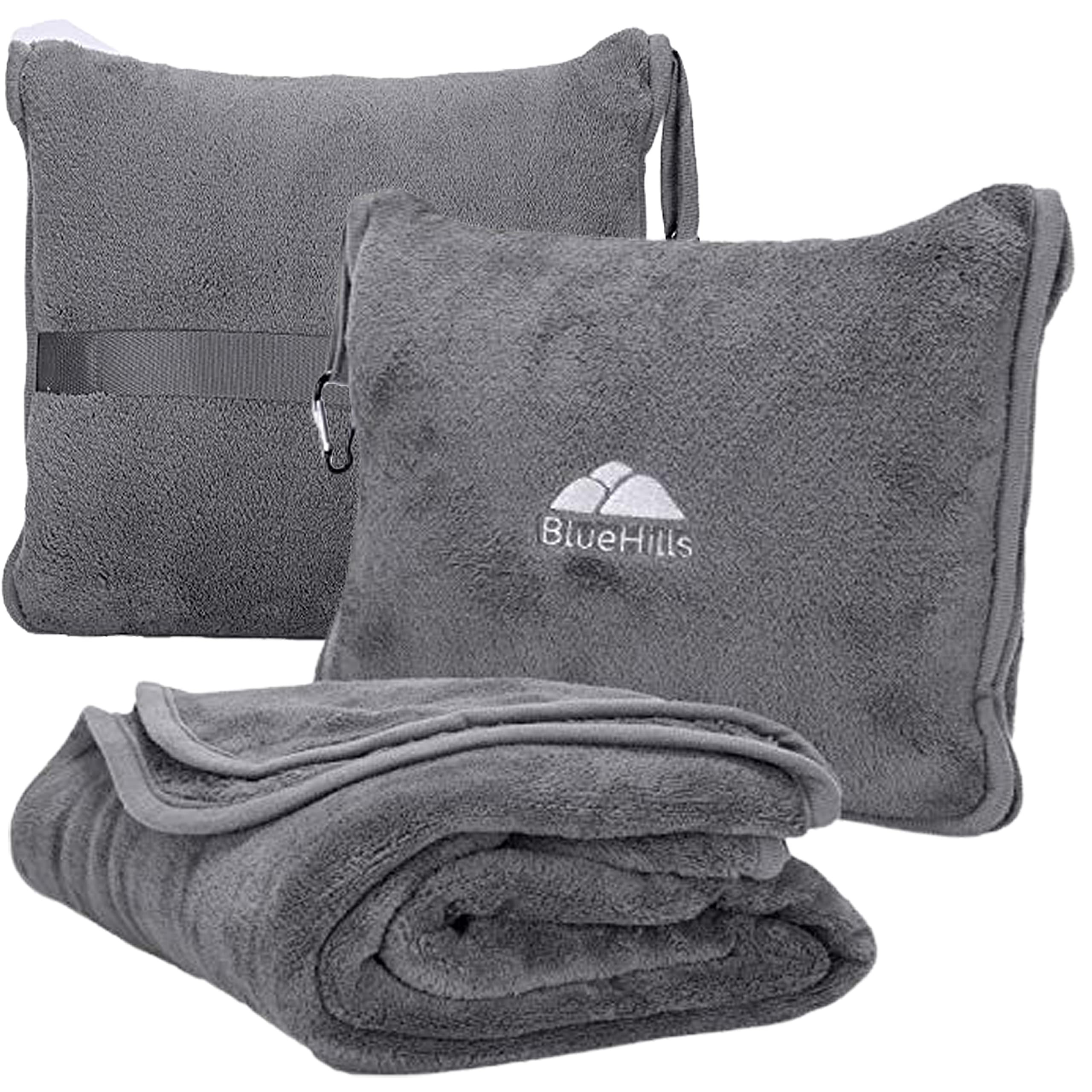 BlueHills Premium Soft Travel Blanket Pillow Airplane Flight Blanket throw in Soft Bag Pillow case w | Amazon (US)
