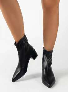 New Arrival Fashionable Pointed Toe Chunky Heel Women's Boots Slim Fit Booties | SHEIN