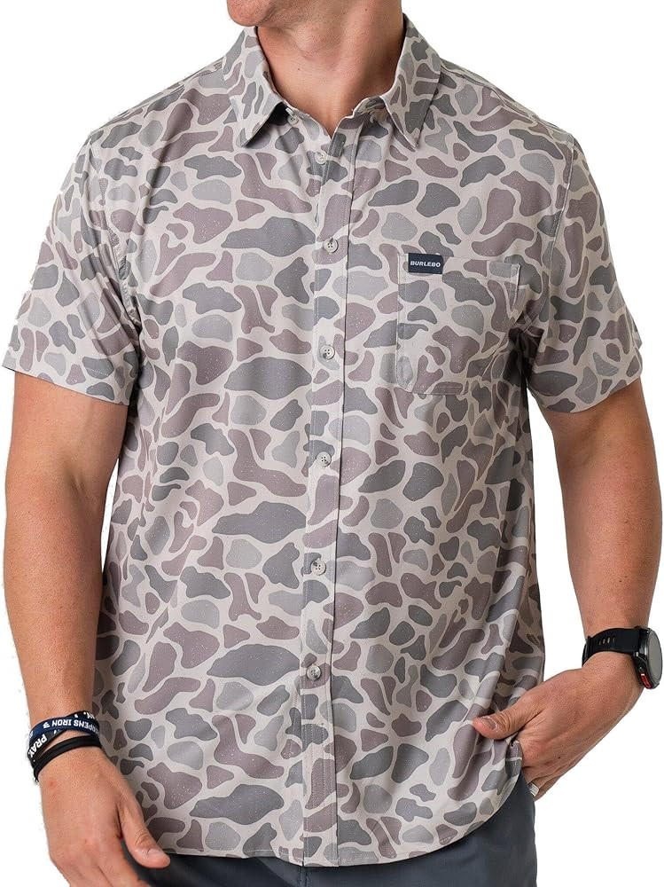 Burlebo Men’s Short Sleeve Performance Button Up – Lightweight, Quick-Dry, Comfortable Shirt ... | Amazon (US)