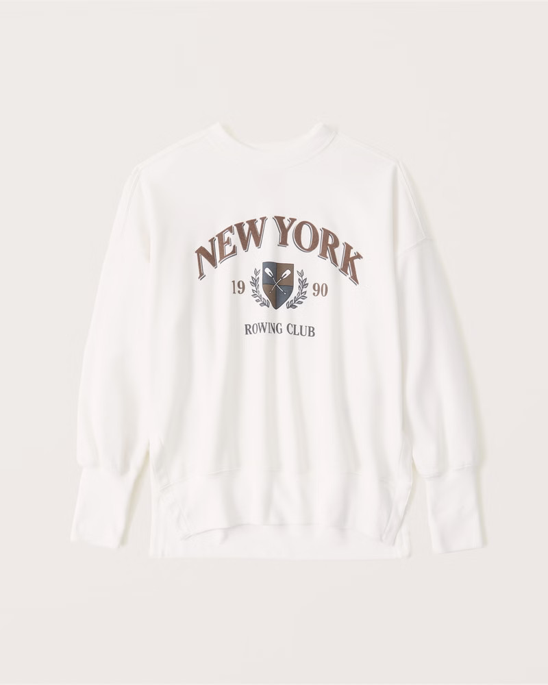 Women's Tunic Varsity Graphic Crewneck Sweatshirt | Women's Tops | Abercrombie.com | Abercrombie & Fitch (US)