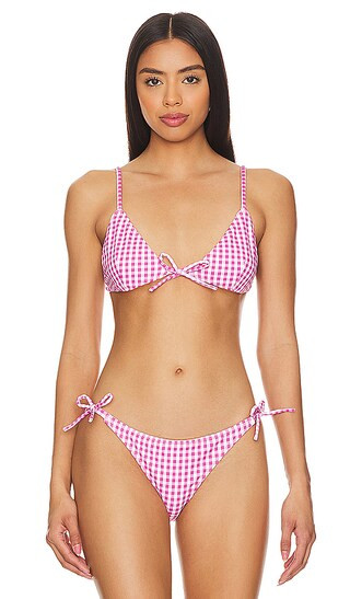 Adelphine Bikini Top in Orchid Gingham | Revolve Clothing (Global)